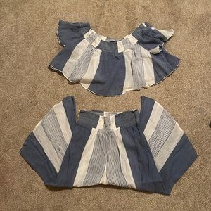 Blue/ white striped matching set
